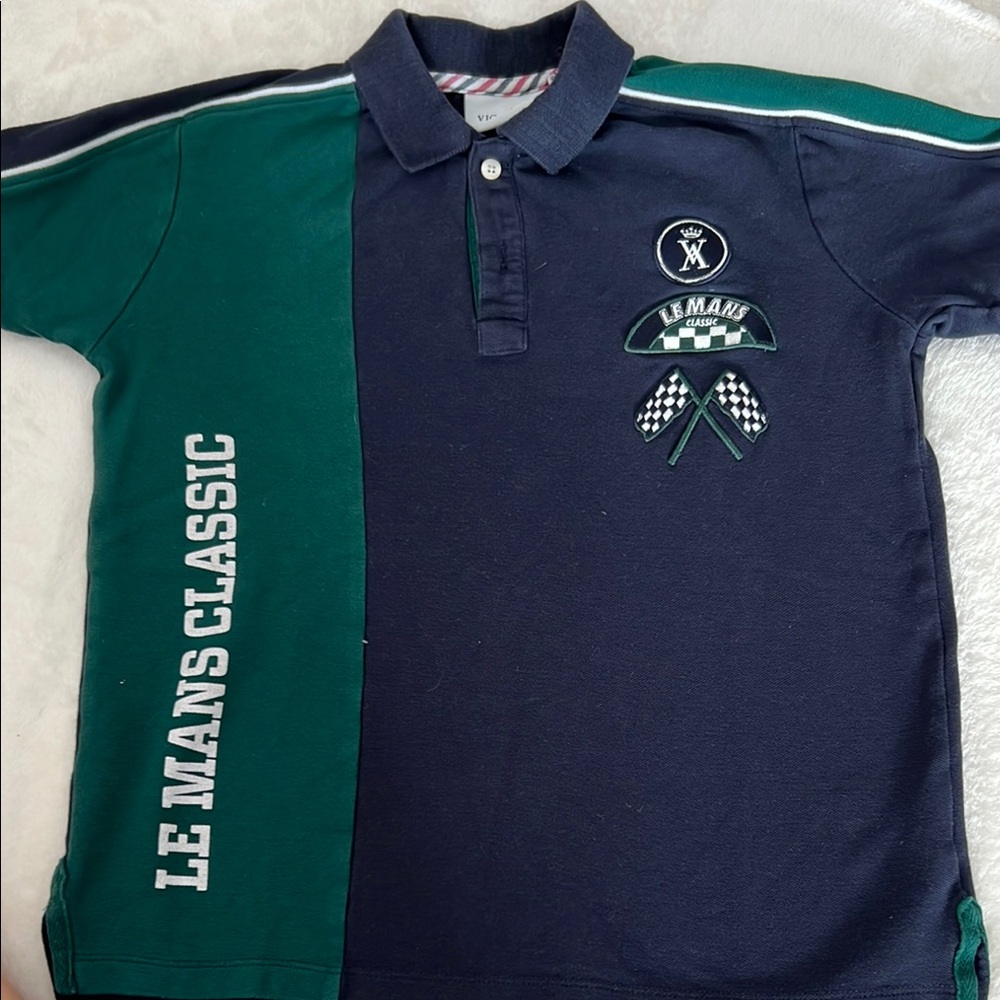 Kids Polo Shirt - Navy and Green